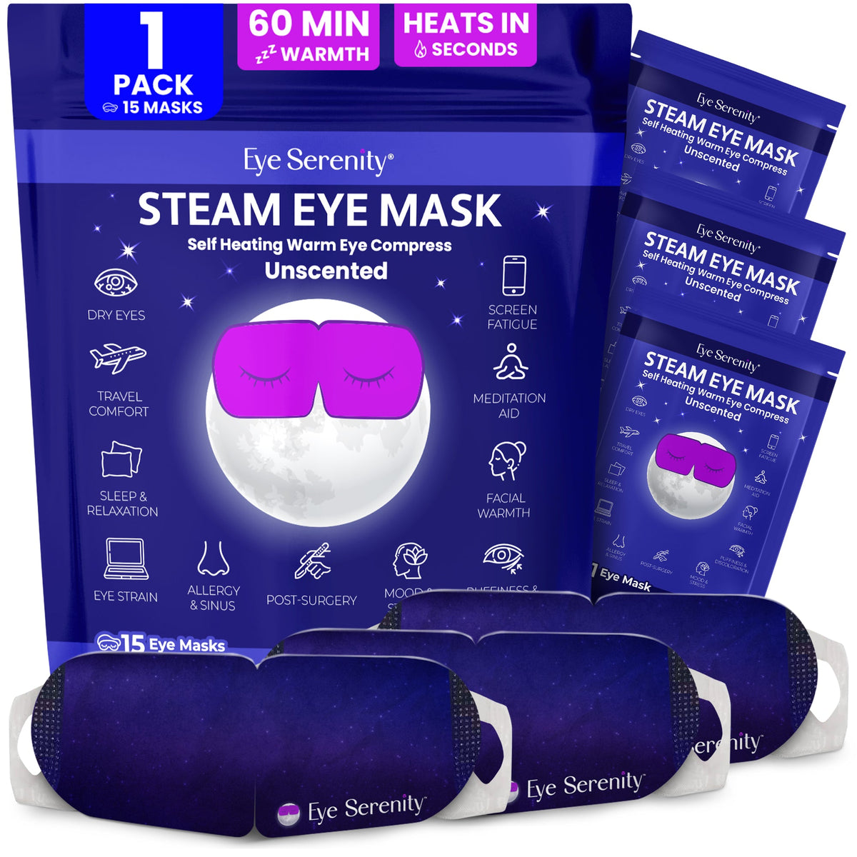 Eye Serenity Steam Eye Mask – Self-Heating Warm Eye Mask for Relaxation, Bedtime & Travel