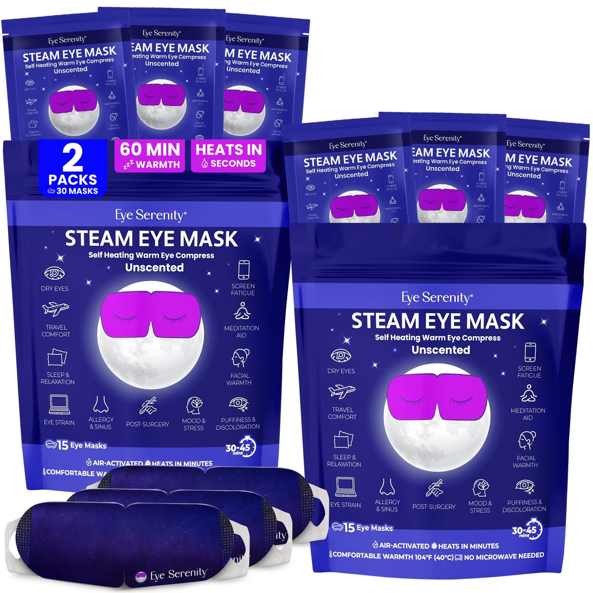 Eye Serenity Steam Eye Mask – Self-Heating Warm Eye Mask for Relaxation, Bedtime & Travel