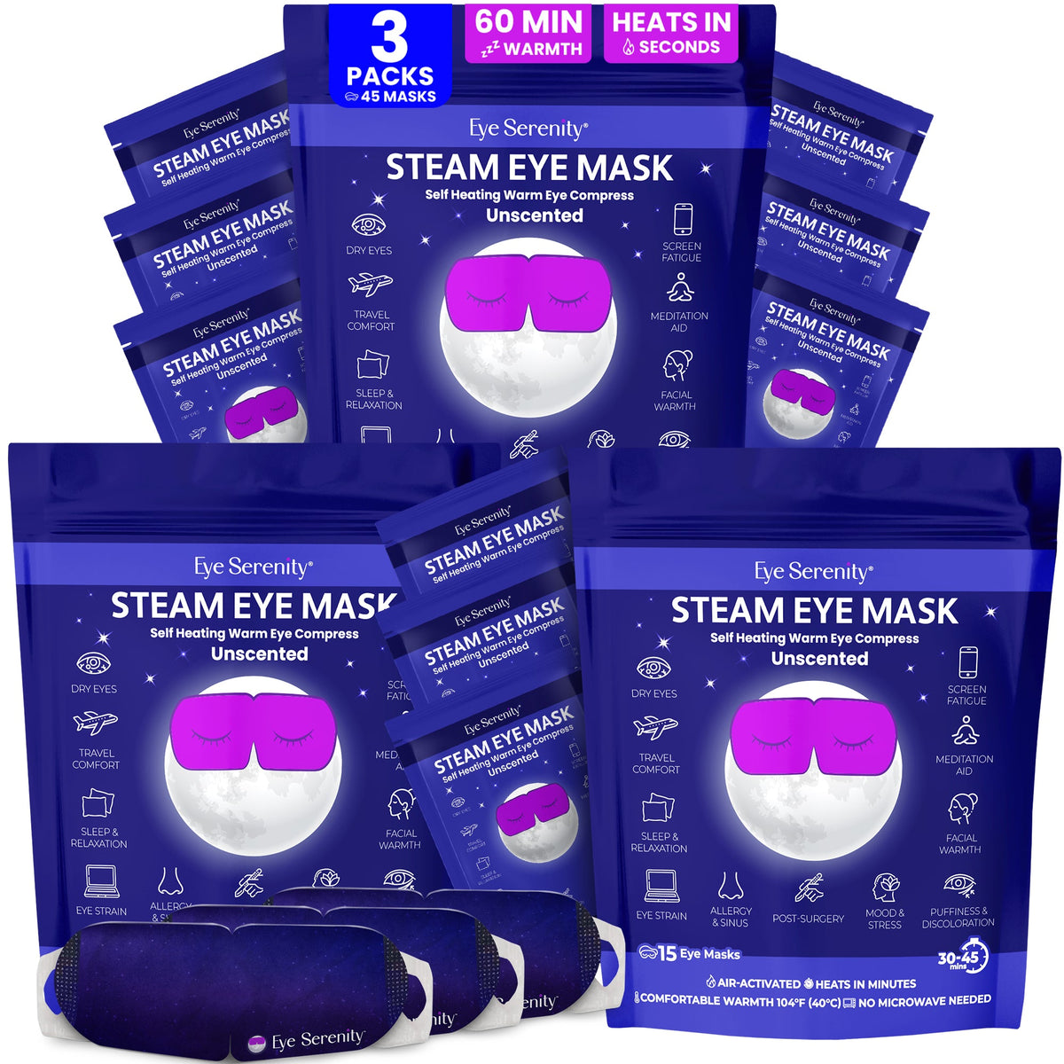 Eye Serenity Steam Eye Mask – Self-Heating Warm Eye Mask for Relaxation, Bedtime & Travel